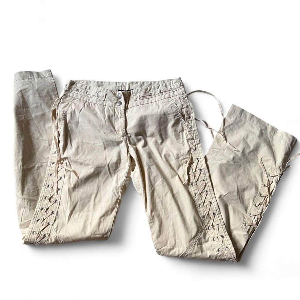 Bcbgmaxazria Women's Cream and Tan Trousers